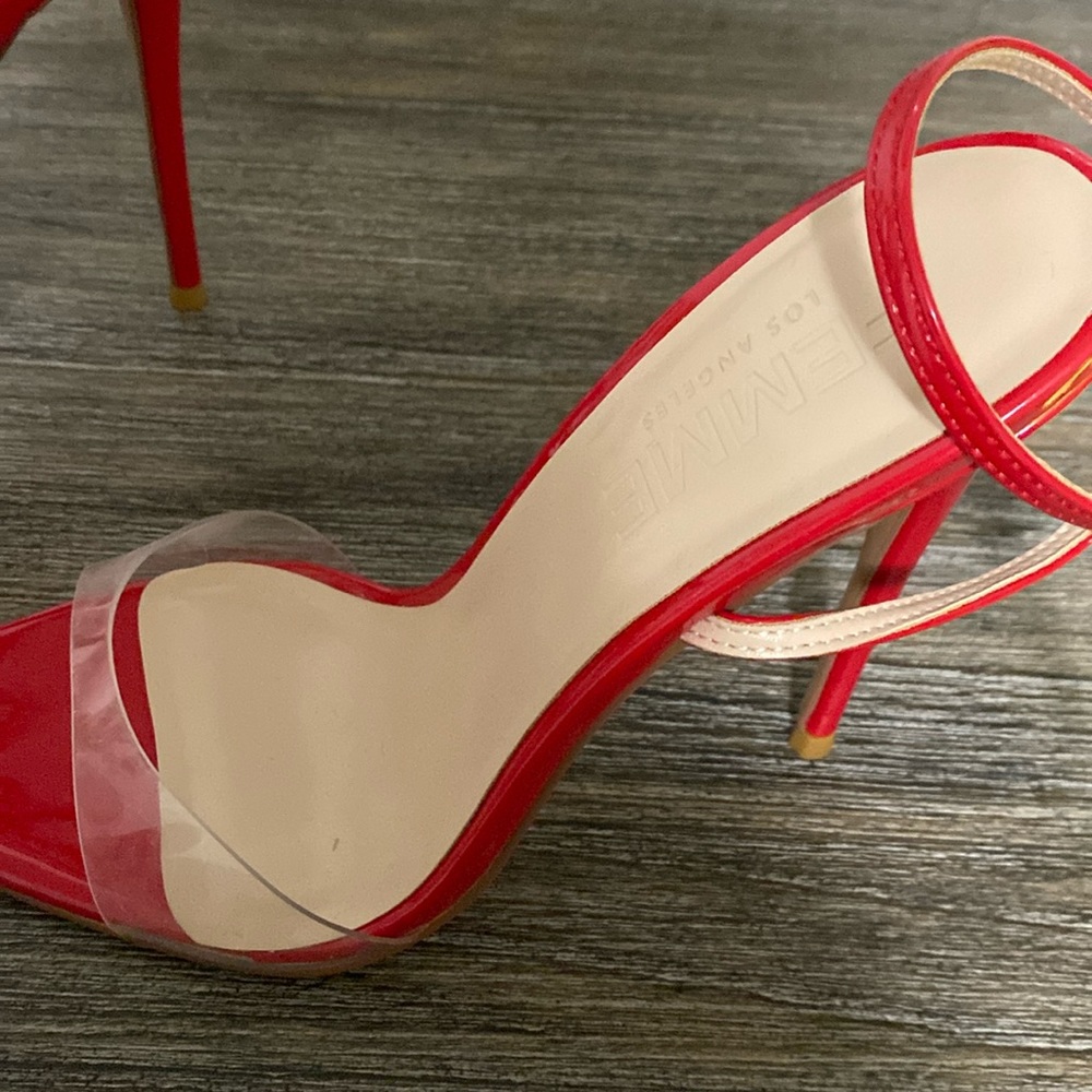 Worn once size 37/7. Femme LA GG Heel Patent & PVC - Rouge